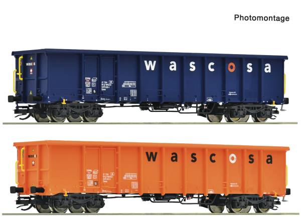 ROCO 6680055 - 2-tlg. Set: Offene Güterwagen, Wascosa